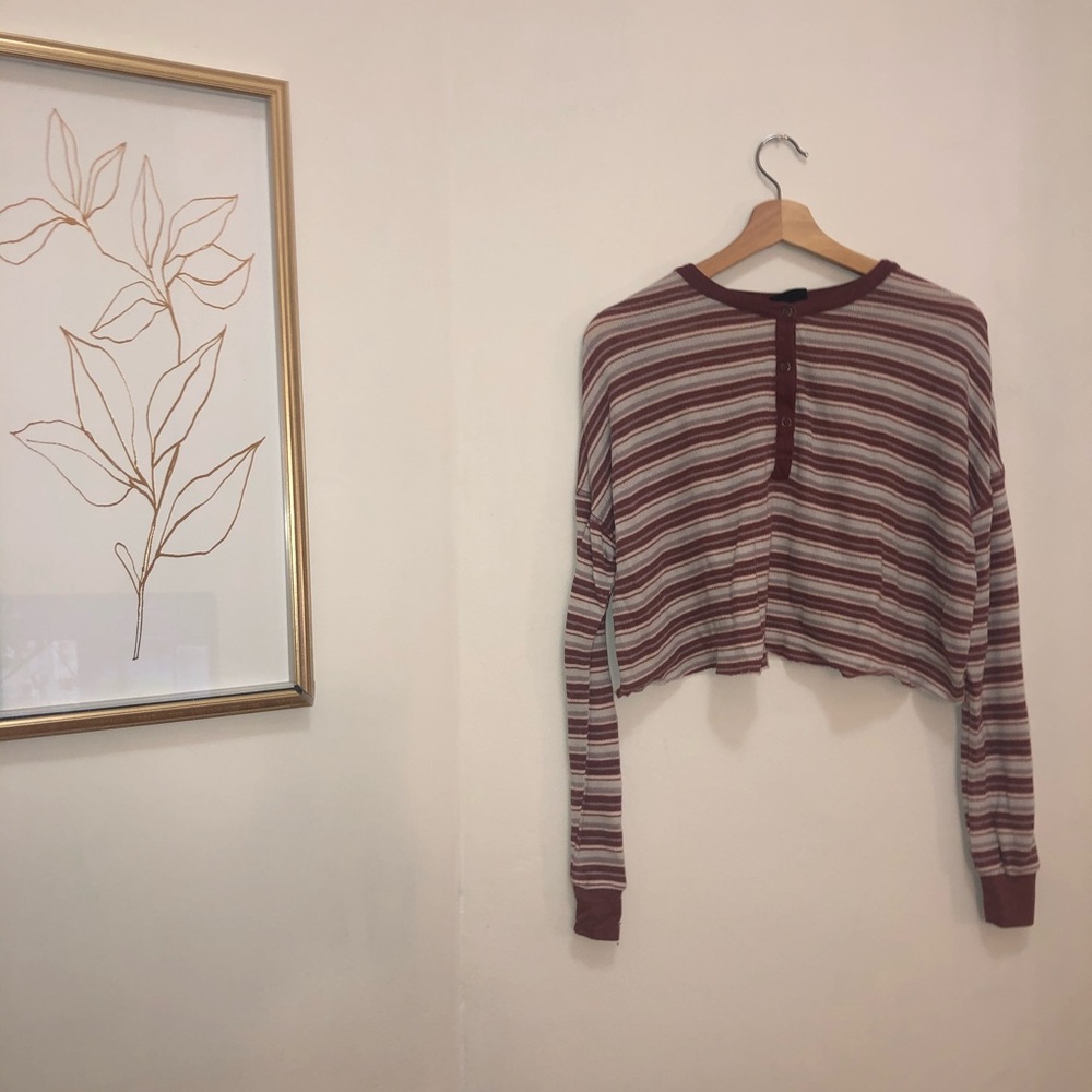 Striped Urban Outfitters long sleeve crop top